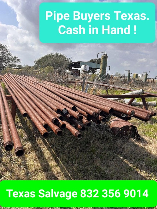 pipe buyers Texas [832-356-9014] we buy used and salvage pipe in nay condition. we buy oilfield pipe, water pipe, industrial pipe - from contractors and corporations all cross Texas.
